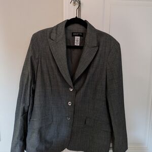 NEW NWT JONES NEW YORK Gray Pink / Purple Pinstripe WOOL Blend Blazer Jacket 16